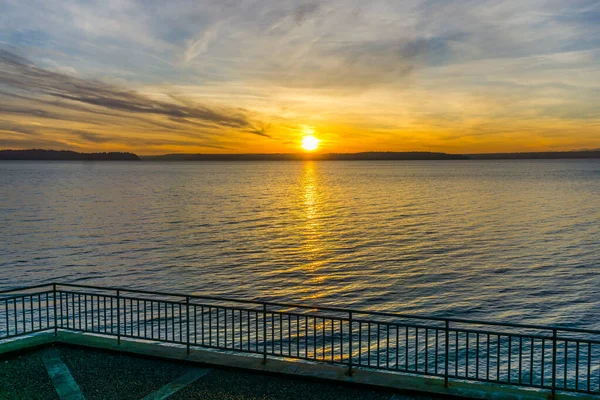 Sebuah Pengaturan Matahari Seberang Puget Sound Seattle Barat Washington — Stok Foto