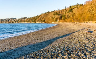 Burien, Washington 'daki Seahurst Plaj Parkı' nın manzarası..