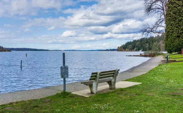 Uma Vista Lago Washington Seward Park — Fotografia de Stock