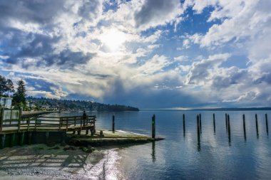 Washington, Redondo Beach 'te tekne kalkışı manzarası..
