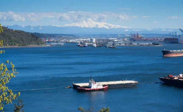 Barcaças São Atracadas Porto Tacoma Estado Washington — Fotografia de Stock