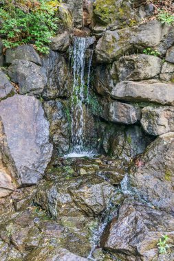 Tumwater, Washington 'da büyük kayalar arasında bir şelale akıyor..