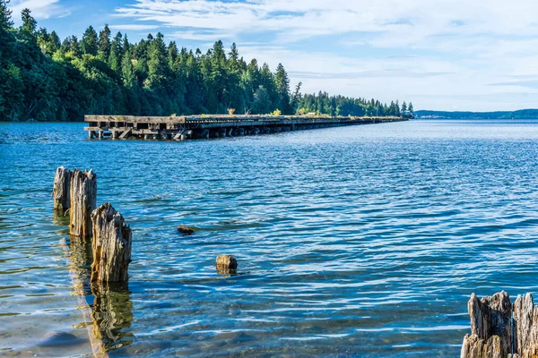 Utsikt Över Förfallen Pir Woodard Bay Conservation Area Olympia Washington — Stockfoto