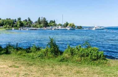 Seattle 'da Washington Gölü' nde bir marina..