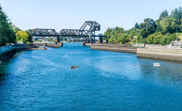 Washington Daki Ballard Locks Somon Körfezi Köprüsü — Stok fotoğraf