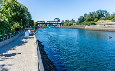 Washington 'daki Ballard Locks' ta Somon Körfezi Köprüsü..
