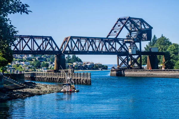 Washington 'daki Ballard Locks' ta Somon Körfezi Köprüsü..