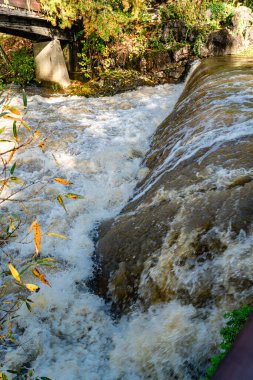 Tumwater, Washington 'da yoğun bir şelaleye yakın çekim.