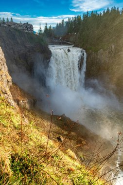 Snoqualmie 'nin Washington' da güçlü bir günde düşüşü.