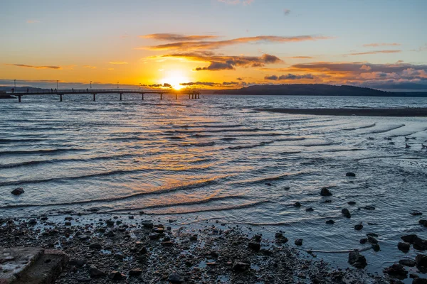 Pier a západ slunce — Stock fotografie