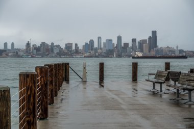 Yağmurlu Seattle Skyliine