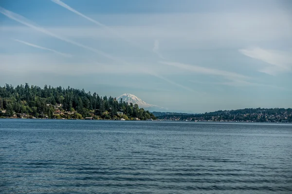 Uitzicht op Mount Rainier van Seward Park 3 — Stockfoto