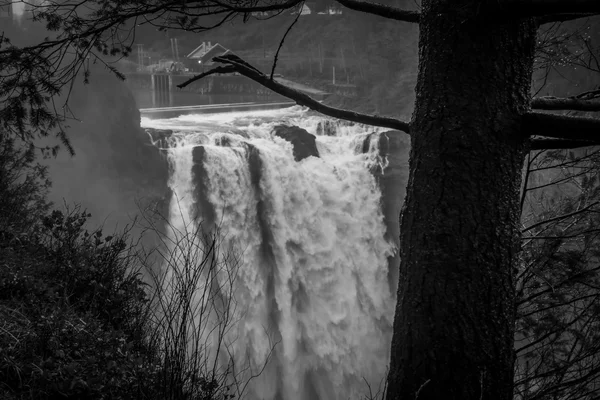 Poderoso Snoqualmie Falls BW 3 — Fotografia de Stock