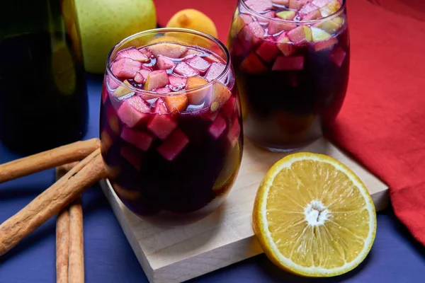 Glass Clericot Also Knows Sangria Delicious Cocktail Refreshed Made Red — Stock Photo, Image