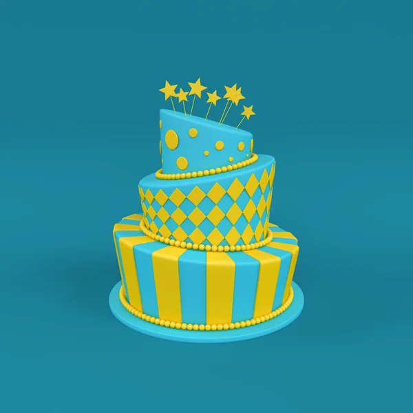 3D obrázek velký narozeniny / dovolená tři podlaží dort Royalty Free Stock Obrázky