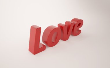 Beyaz bir arka plan üzerinde 3D metin seviyorum