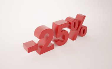 yüzde 25 indirimli illüstrasyon işareti beyaz arka plan üzerinde