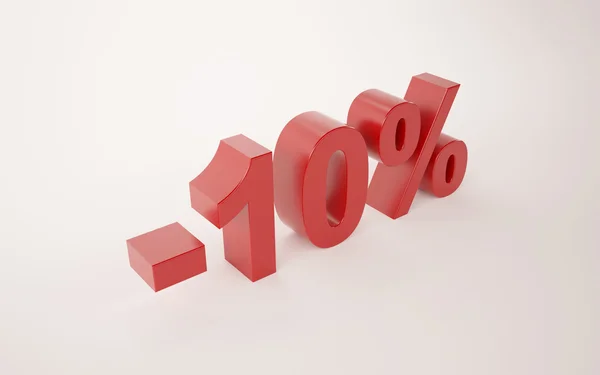 3d illustration of 10 percent discount sign over white background — Stock Photo, Image