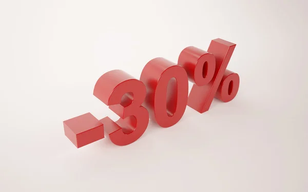 3d illustration of 30 percent discount sign over white background — Stock Photo, Image