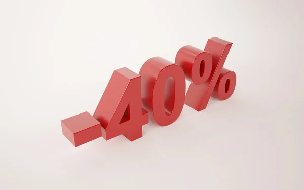 3d illustration of 40 percent discount sign over white background — Stock Photo, Image