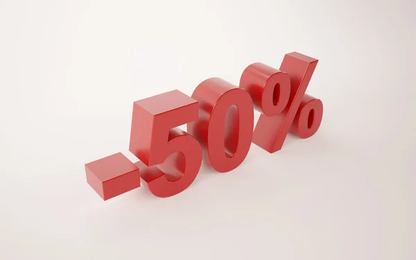 3d illustration of 50 percent discount sign over white background — Stock Photo, Image