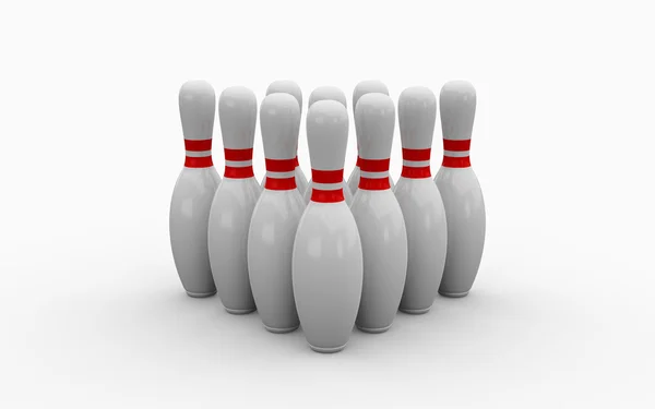 Bowlingskittles 3D-gjengivelse – stockfoto