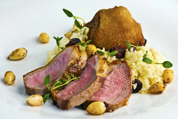 Duck breast steak with couscous — Stock Photo, Image