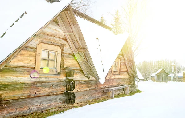 Παλιά Παραδοσιακή Ορεινή Αγροικία Γραφικό Τοπίο Χειμώνα Θαυμάτων Φως Του Royalty Free Φωτογραφίες Αρχείου