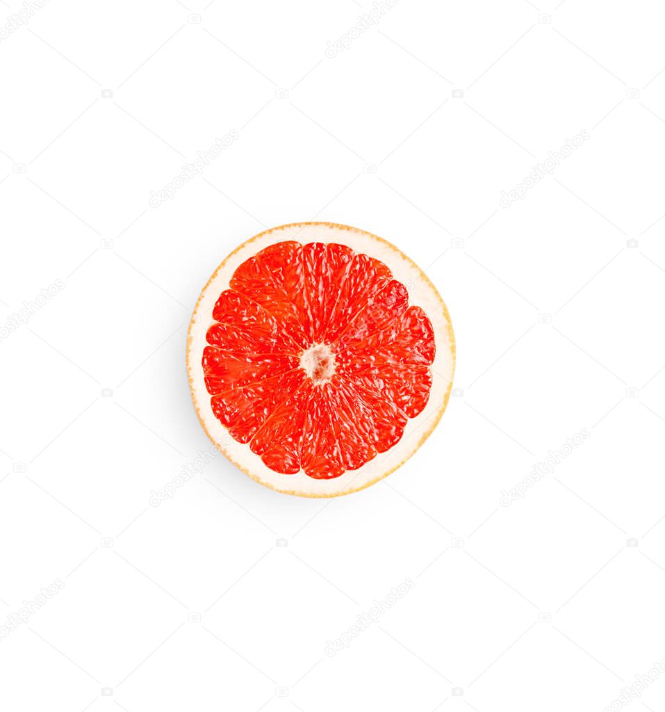 Grapefruit isolated on white background. Slice of fruit. High quality photo