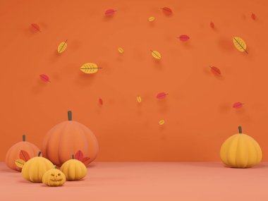 3D görüntüleme - 3D görüntü Mutlu Şükran Günleri, Şükran Günü afişi. Neşeli arkaplan