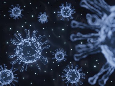 3D render - Coronavirus 2019 yeni Coronavirus kavramı Asya gribi salgını ve koronavirüs gribi salgını için sorumludur. Mikroskop virüsü görüntülemeyi kapatıyor.
