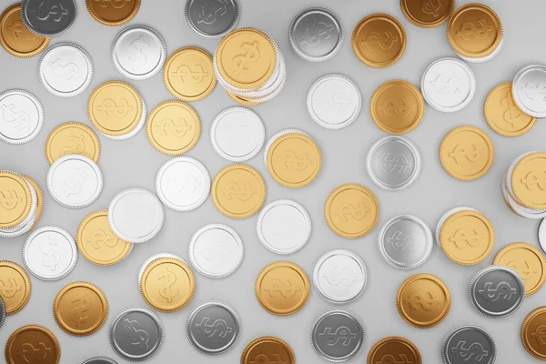 Render Imagen Monedas Oro Monedas Grises Ahorrando Dinero Concepto Objetivo — Foto de Stock