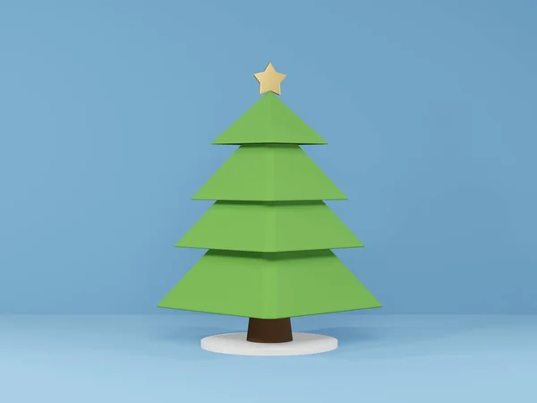 3D渲染 3D圣诞树 抽象的设计理念圣诞树套装 圣诞快乐概念 2021年新年 — 图库照片