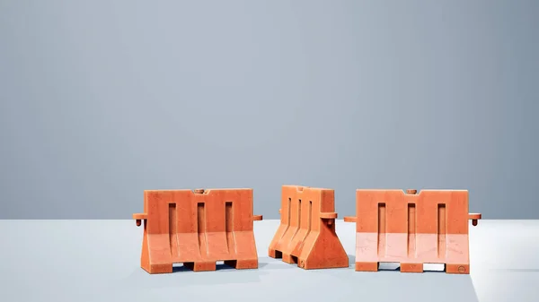 Render Orange Plastbarriärer Vit Bakgrund Barriär Konstruktion — Stockfoto