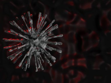 3D render - Virüs 3 boyutlu konsept CORONA virüsü veya covid19, Virüs 3 boyutlu modelleme, insan konseptinde virüs