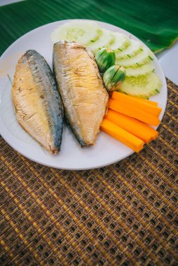 Füme uskumru, Mae Klong, Tayland 'dan taze uskumru, Tayland yemeği, Rastrelliger brachysoma.