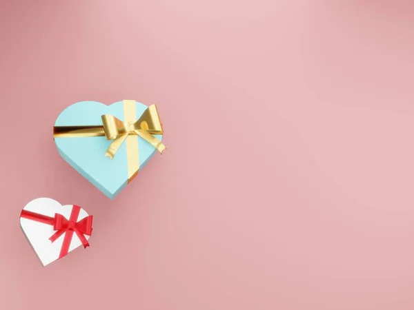 3Dレンダリング バレンタインデーの背景には ハッピーバレンタインデー 愛の創造的なコンセプト ロマンチックなテンプレート 赤とピンクの現実的な紙の心 — ストック写真