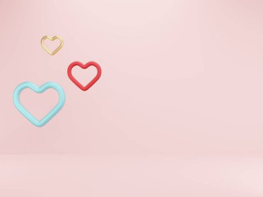 Sevgililer Günü arkaplanında kırmızı üç boyutlu kalpler, Sevgililer Günün kutlu olsun, yaratıcı kavrama bayılıyorum. 3 Boyutlu Hazırlama.