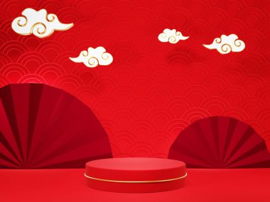 3D Çin yeni yıl afişi, mutlu yıllar, Çin yeni yıl konsepti.