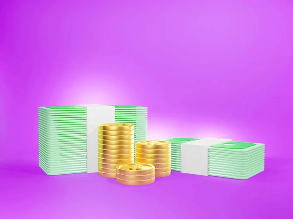 Imagen Renderizado Pila Monedas Ahorro Dinero Concepto Objetivo Financiero — Foto de Stock