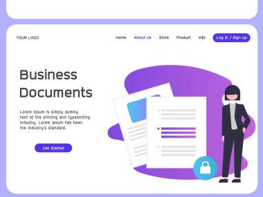İş Belgesi, İş sitesi şablon tasarımı - vektör illüstrasyonu