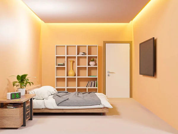 Render Woonkamer Interieur Moderne Minimalistische Stijl Comfortabele Achtergrond Wandmodel Eenvoudig — Stockfoto