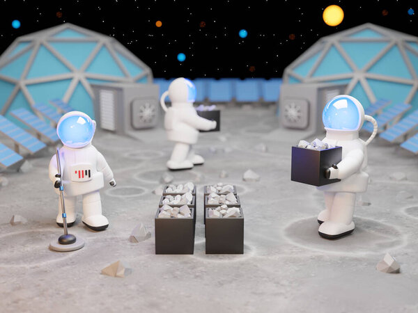 Image Astronauts Exploring Another Star Galaxy Space Exploration Colonization Render — Stock Photo, Image