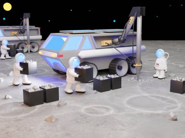 Dünya dışı varlıklarda, galakside, uzay keşiflerinde, kolonizasyonda kaya oluşumlarının 3 boyutlu görüntülemeleri - 3D rende