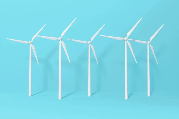 Ізольовані Вітрові Турбіни Синій Фон Концепція Збереження Світу Зелена Технологія — стокове фото