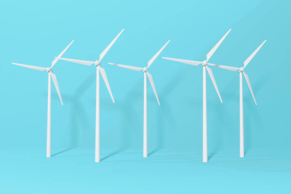 Wind Turbine Isolate Blue Background World Concept Green Technology Illustration — Stock Photo, Image