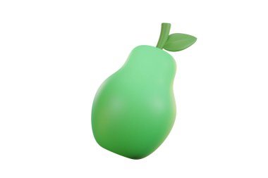 Taze yeşil armut, tatlı sağlıklı organik meyve, beyaz arka planda izole edilmiş - 3 boyutlu