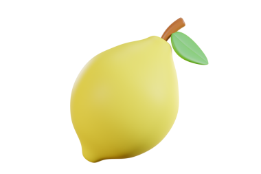 Beyaz zemin üzerinde sarı limon ve yeşil yaprak izole - 3D