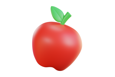 Tek kırmızı elma, taze organik meyve ve sağlıklı sebze, beyaz arka planda izole edilmiş - 3 boyutlu