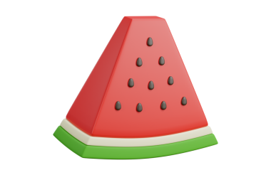 Kırmızı karpuz dilimi, beyaz üzerine izole edilmiş tatlı bir meyve nesnesi, yaz partisi tasarımı için mükemmel bir semboldür.